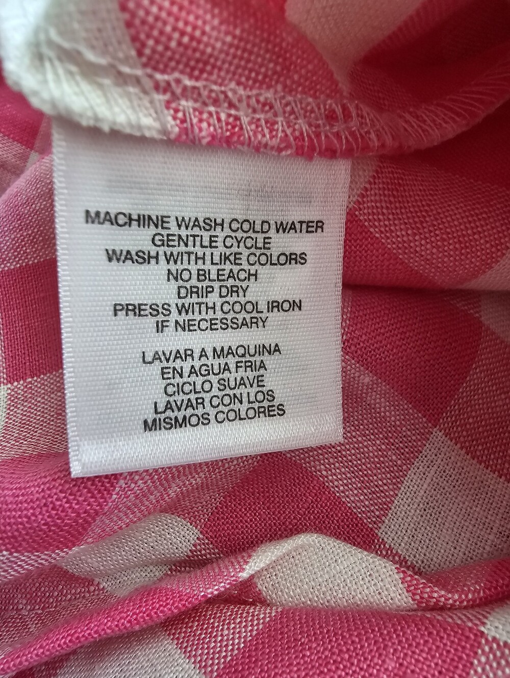 Jones New York Signature Pink Gingham Linen Blouse Size Large New With Tags - Picture 6 of 7